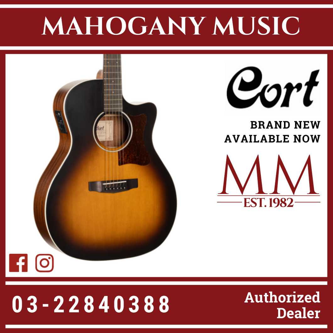 Cort GA-1E Grand Regal Open Pore Sunburst Acoustic Guitar W/Bag