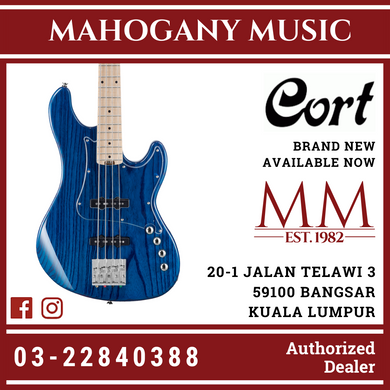 Cort GB-74JJ Aqua Blue Electric Bass Guitar