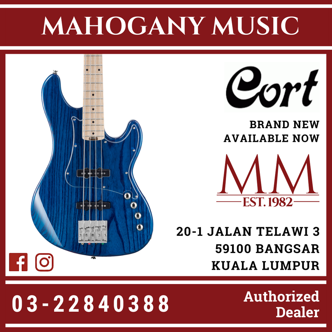 Cort GB-74JJ Aqua Blue Electric Bass Guitar