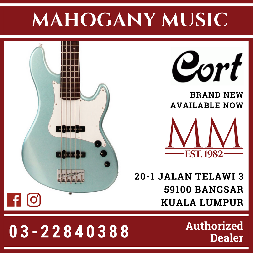 Cort GB55JJ Sea Foam Pearl Green 5 String Electric Bass Guitar