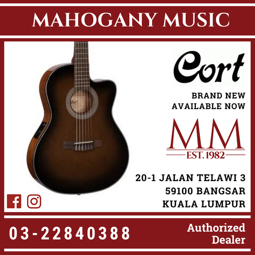 Cort JADE Nylon Dark Brown Burst Classical Guitar W/EQ