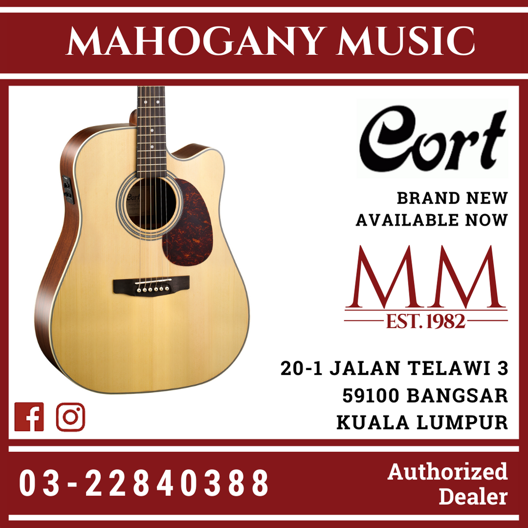 Cort MR-600F EQ Natural Satin Solid Top Acoustic Guitar