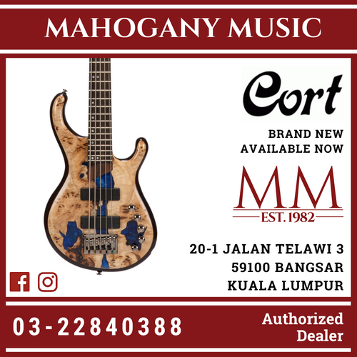 Cort Persona 5 Blue Resin Burl Electric Bass Guitar