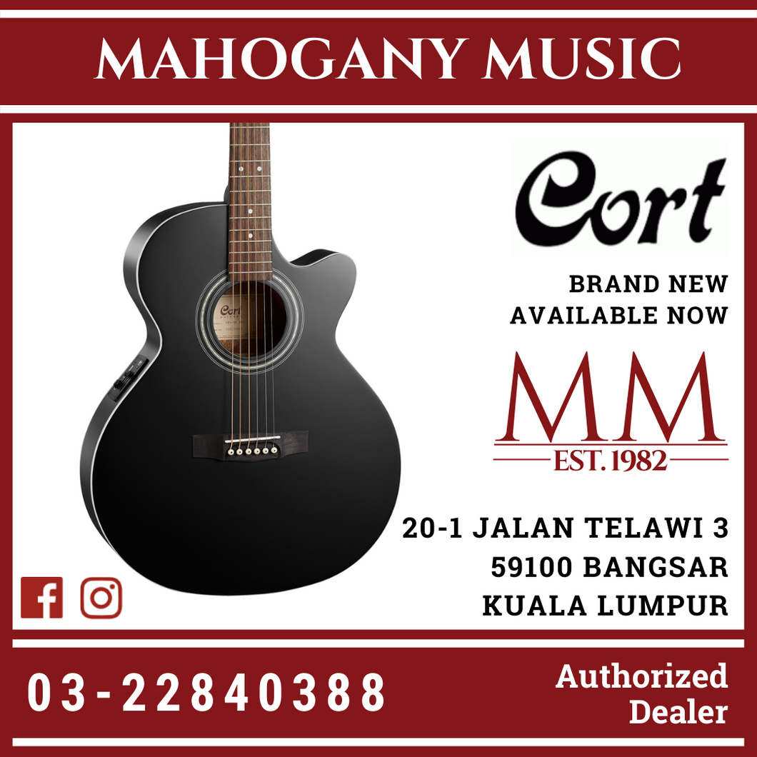 Cort SFX ME BKS Black Satin Acoustic Guitar Mahogany Music