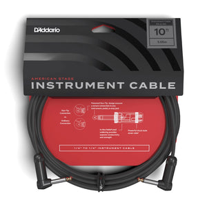 D’Addario PW-AMSGRR-10 American Stage Instrument Cable, Right-Angle to Right-Angle, 10 ft.