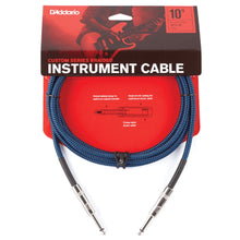 D’Addario PW-BG-10BU Custom Series Braided Instrument Cables, Blue,10ft