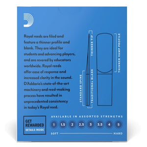 Royal By D’Addario RJB1025 Alto Saxophone Reeds, Strength 2.5, 10-Pack