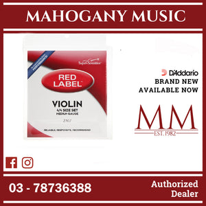 D'Addario 2107 Red Label Violin String Set, 4/4 Scale, Medium Tension