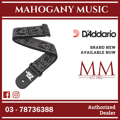 D’Addario 50JS01 Joe Satriani Signature Woven Guitar Strap, Skull N Bones