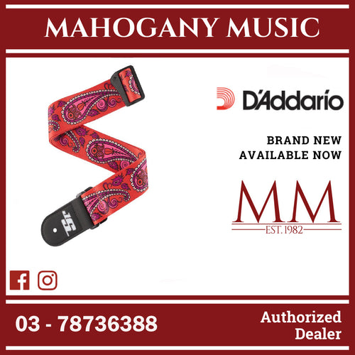 D’Addario 50JS12 Joe Satriani Woven Guitar Strap, Paisley Red