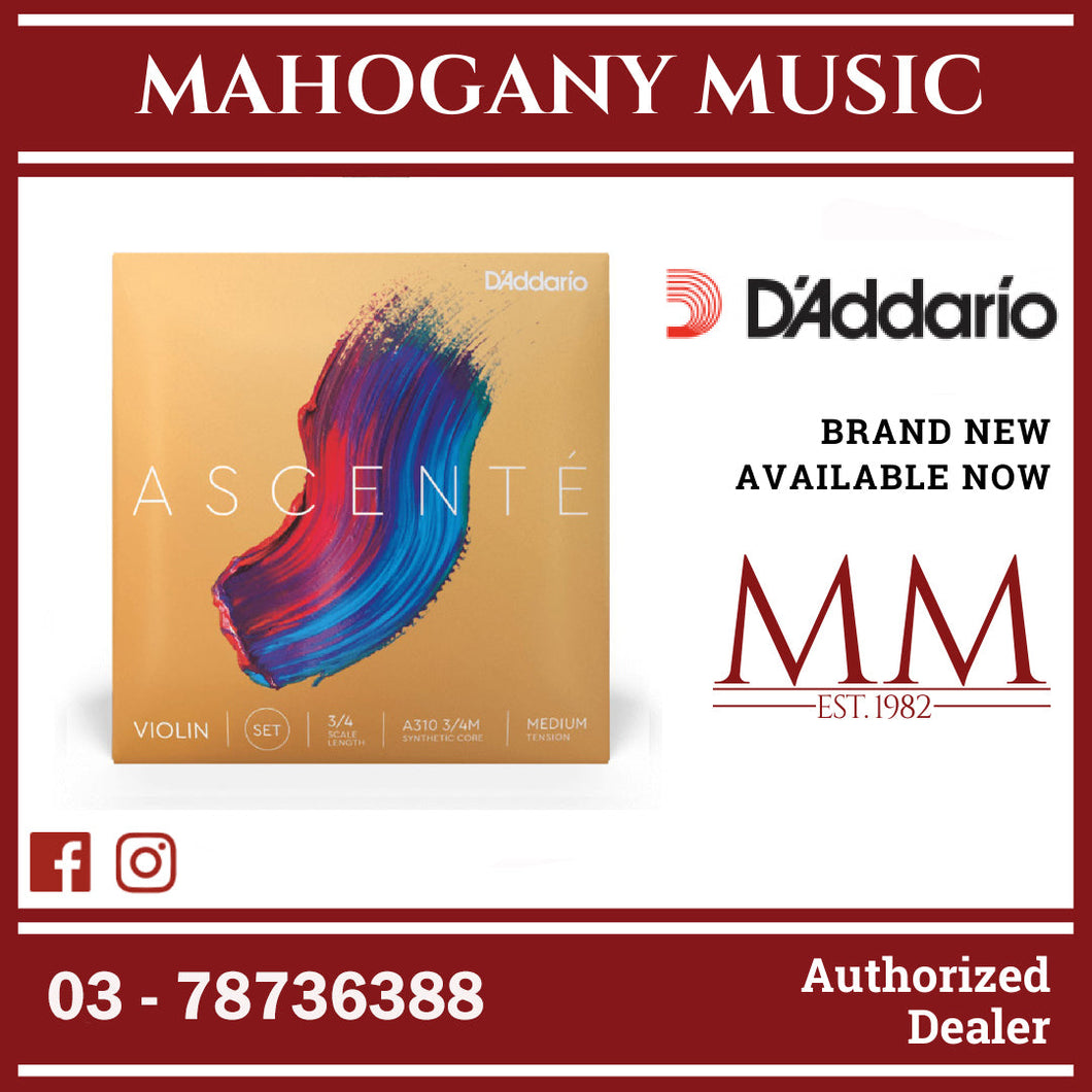 D’Addario A310 3/4M Ascente Violin String Set, 3/4 Scale, Medium Tension