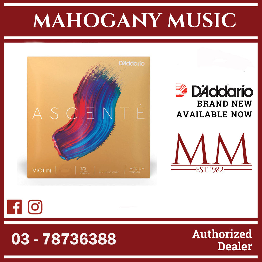D'Addario A313 1/2M Ascente Violin Single D String, 1/2 Scale, Medium Tension