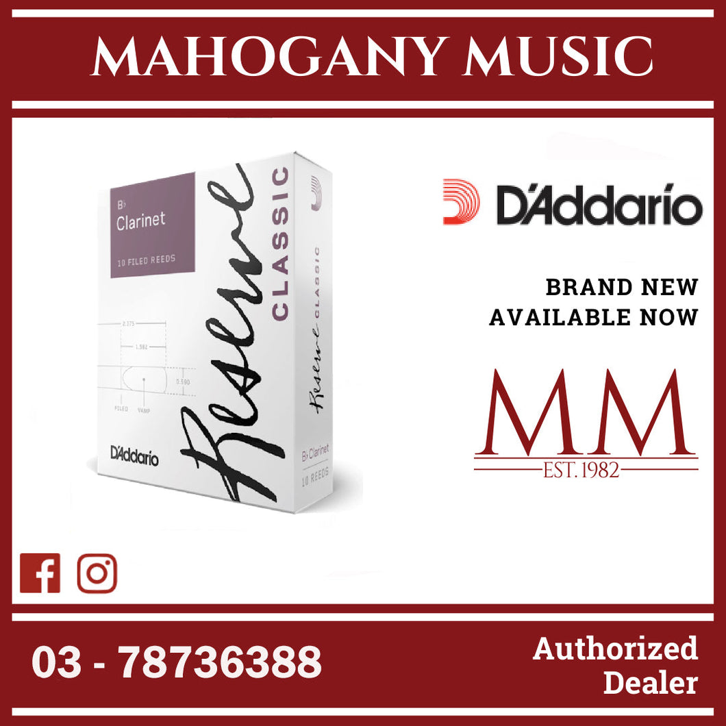 D’Addario DCT10355 Reserve Classic Bb Clarinet Reeds, Strength 3.5+, 10-Pack