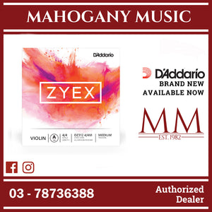 D'Addario DZ312 4/4M ZYEX Violin Single A String, 4/4 Scale, Medium Tension