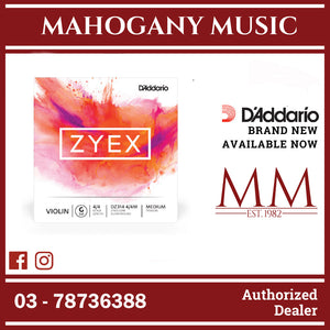 D'Addario DZ314 4/4M ZYEX Violin Single G String, 4/4 Scale, Medium Tension