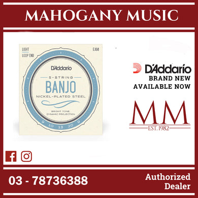 D'Addario EJ60 Nickel-Plated Steel Banjo Strings, Regular Light, 09-20 Gauge