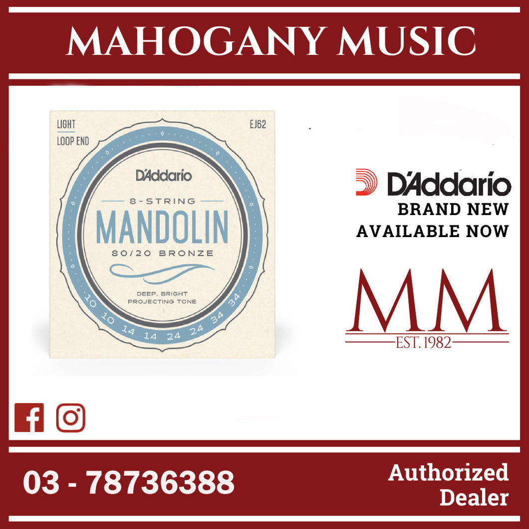D'Addario EJ62 80/20 Bronze Mandolin Strings, Light, 10-34 Gauge
