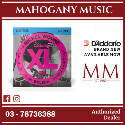 D'Addario EXL120+ XL Nickel Wound Electric Guitar Strings, Super Light Plus, 9.5-44 Gauge
