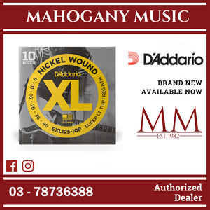 D’Addario EXL125-10P XL Nickel Wound Electric Guitar Strings, Super Light Top/ Regular Bottom, 9-46 Gauge, 10-Pack