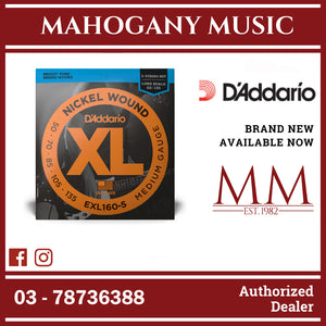 D’Addario EXL160-5 XL Nickel Wound 5-String Electric Bass Strings, Medium, Long Scale, 50-135 Gauge