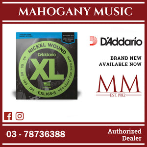 D’Addario EXL165-5 XL Nickel Wound 5-String Electric Bass Strings, Regular Light Top/Medium Bottom, Long Scale, 45-135 Gauge