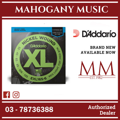 D’Addario EXL165-6 XL Nickel Wound 6-String Electric Bass Strings, Regular Light Top/Medium Bottom, Long Scale, 32-135 Gauge