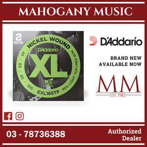 D’Addario EXL165TP XL Nickel Wound Electric Bass Strings, Regular Light Top/Medium Bottom, Long Scale, 45-105 Gauge, 2-Pack