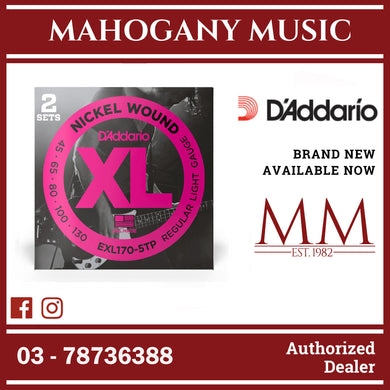D’Addario EXL170-5 XL Nickel Wound 5-String Electric Bass Strings, Regular Light, Long Scale, 45-130 Gauge