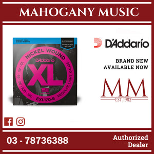 D’Addario EXL170-6 XL Nickel Wound 6-String Electric Bass Strings, Regular Light, Long Scale, 32-130 Gauge