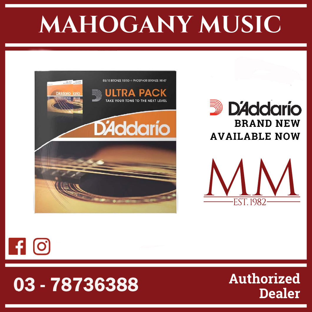 D'Addario EZ900 – EJ15 Ultra Pack EZ and EJ Bundle, Acoustic Guitar Strings Extra Light Gauge