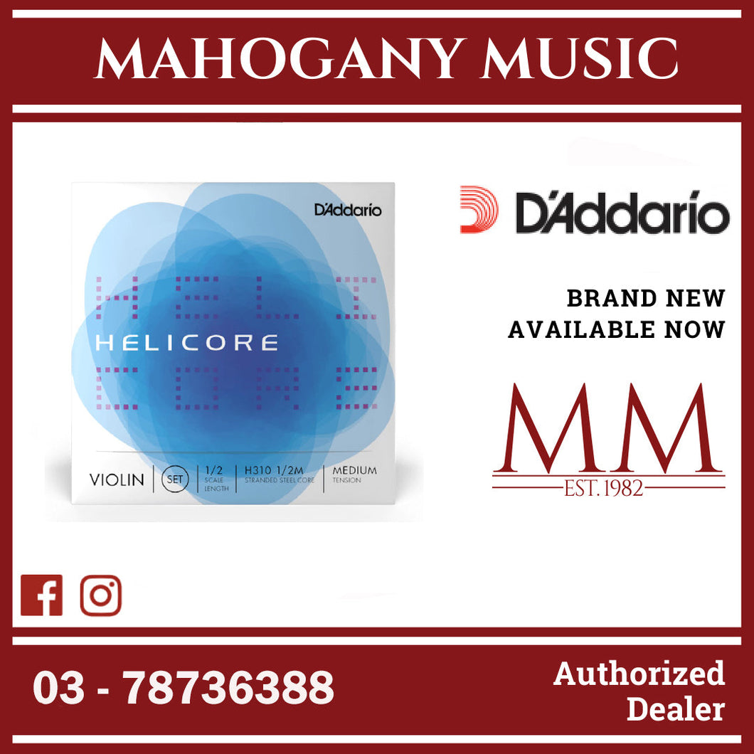D’Addario H310 1/2M Helicore Violin String Set, 1/2 Scale, Medium Tension