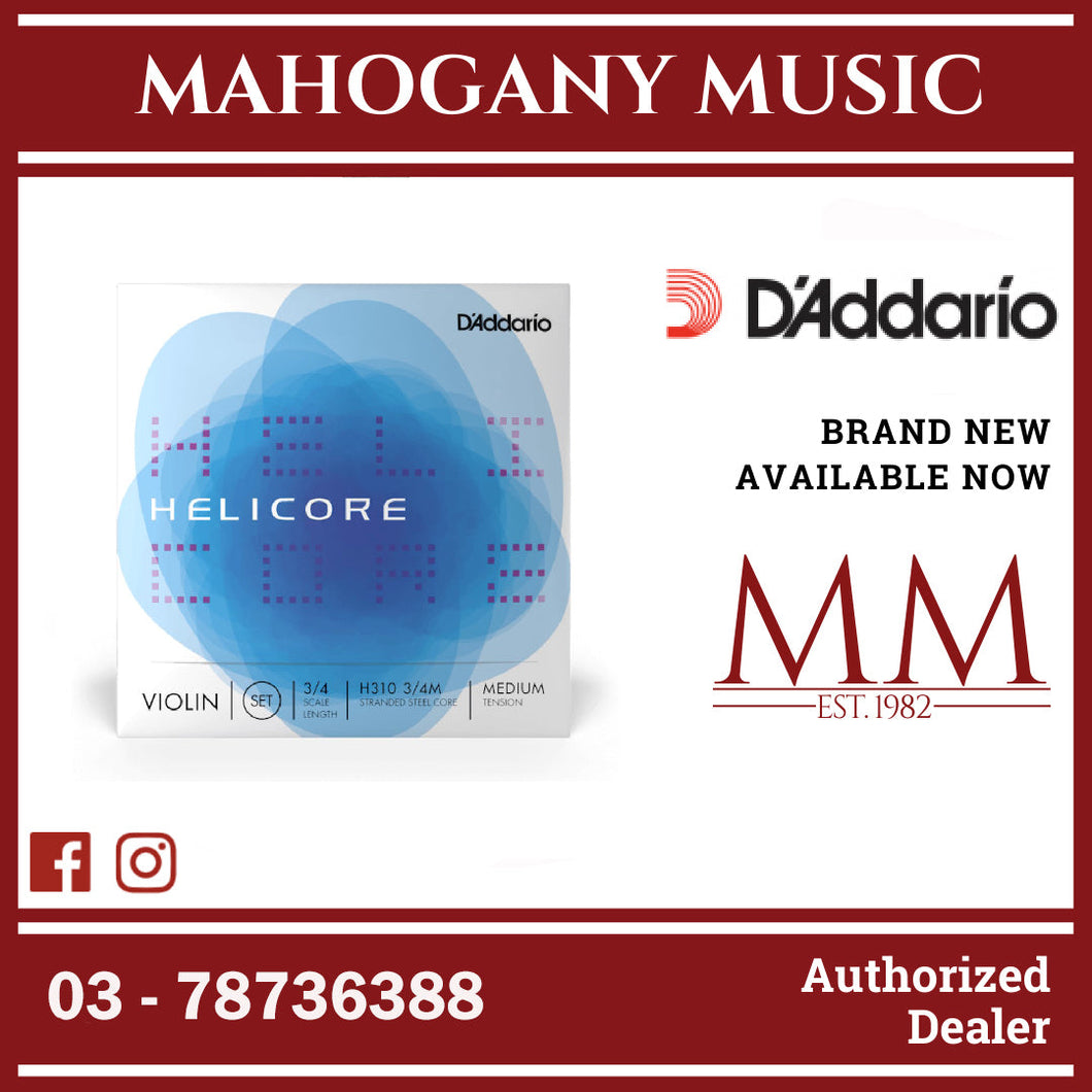 D’Addario H310 3/4M Helicore Violin String Set, 3/4 Scale, Medium Tension