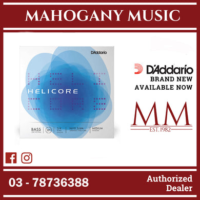 D'Addario H610 3/4M Helicore Orchestral Bass String Set, 3/4 Scale, Medium Tension