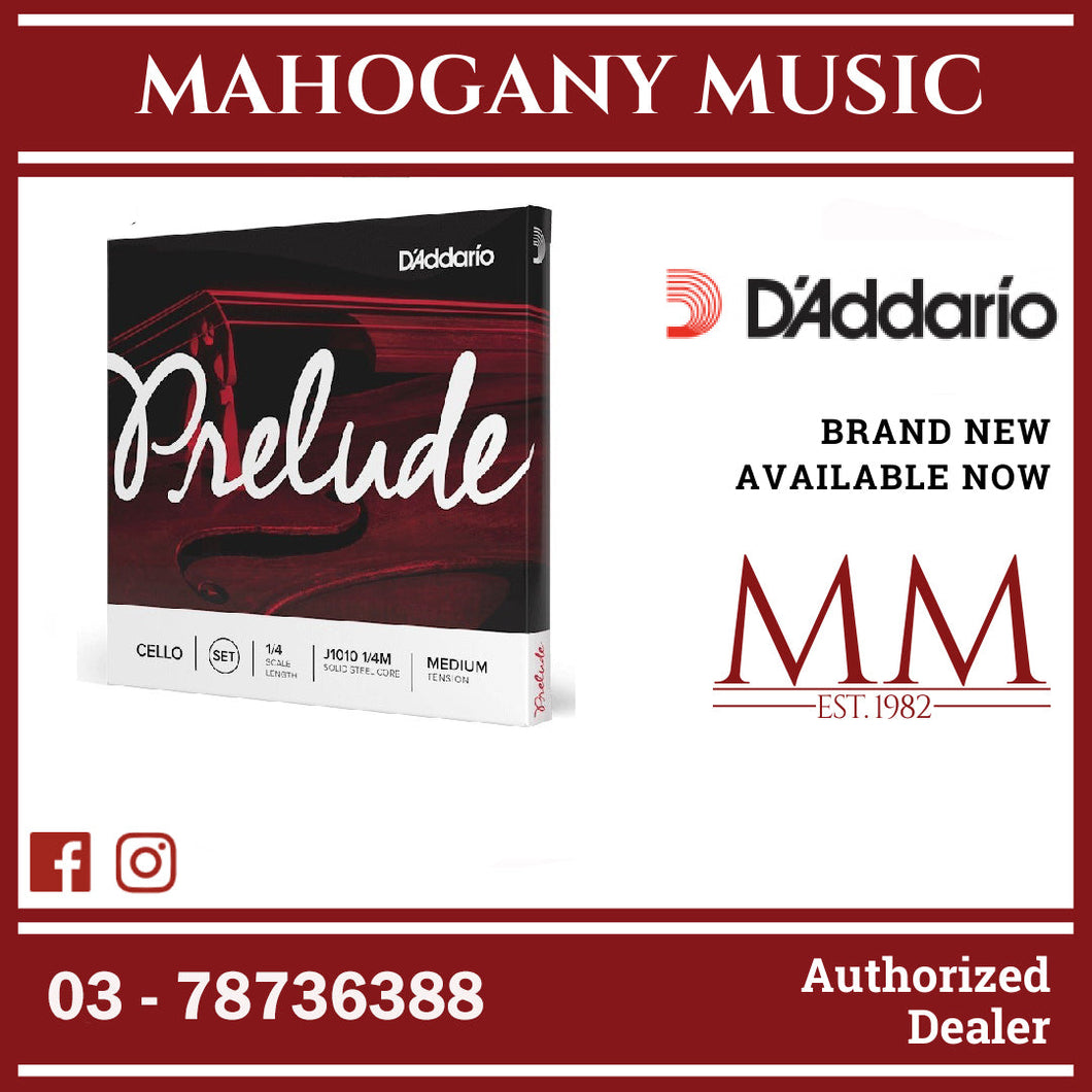 D’Addario J1010 1/4M Prelude Cello String Set, Medium Tension