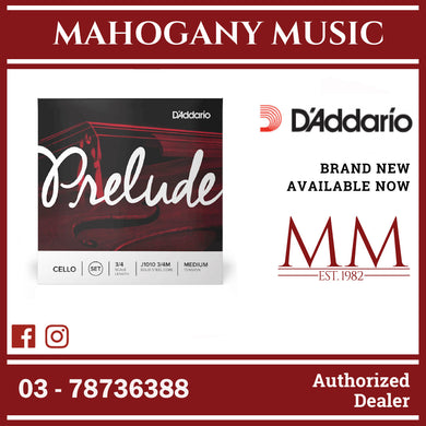 D’Addario J1010 3/4M Prelude Cello String Set, 3/4 Scale, Medium Tension