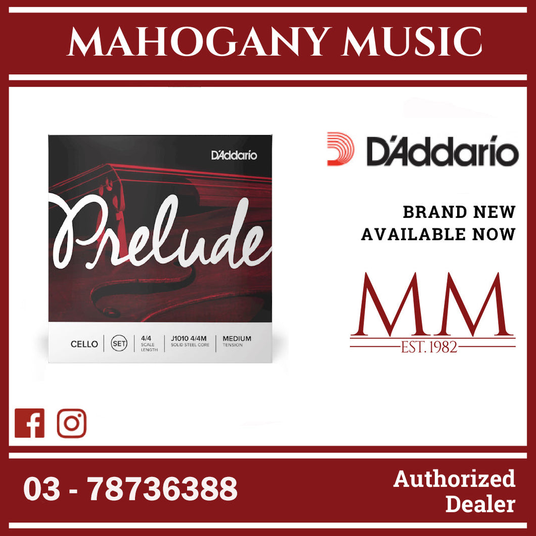 D’Addario J1010 4/4M Prelude Cello String Set, 4/4 Scale, Medium Tension