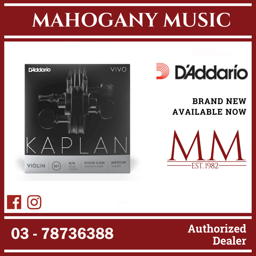 D’Addario KV310 4/4M Kaplan Vivo Violin String Set, 4/4 Scale, Medium Tension