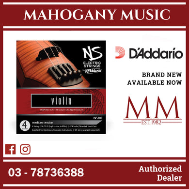 D’Addario NS310 4/4M NS Electric Violin String Set, 4/4 Scale, Medium Tension