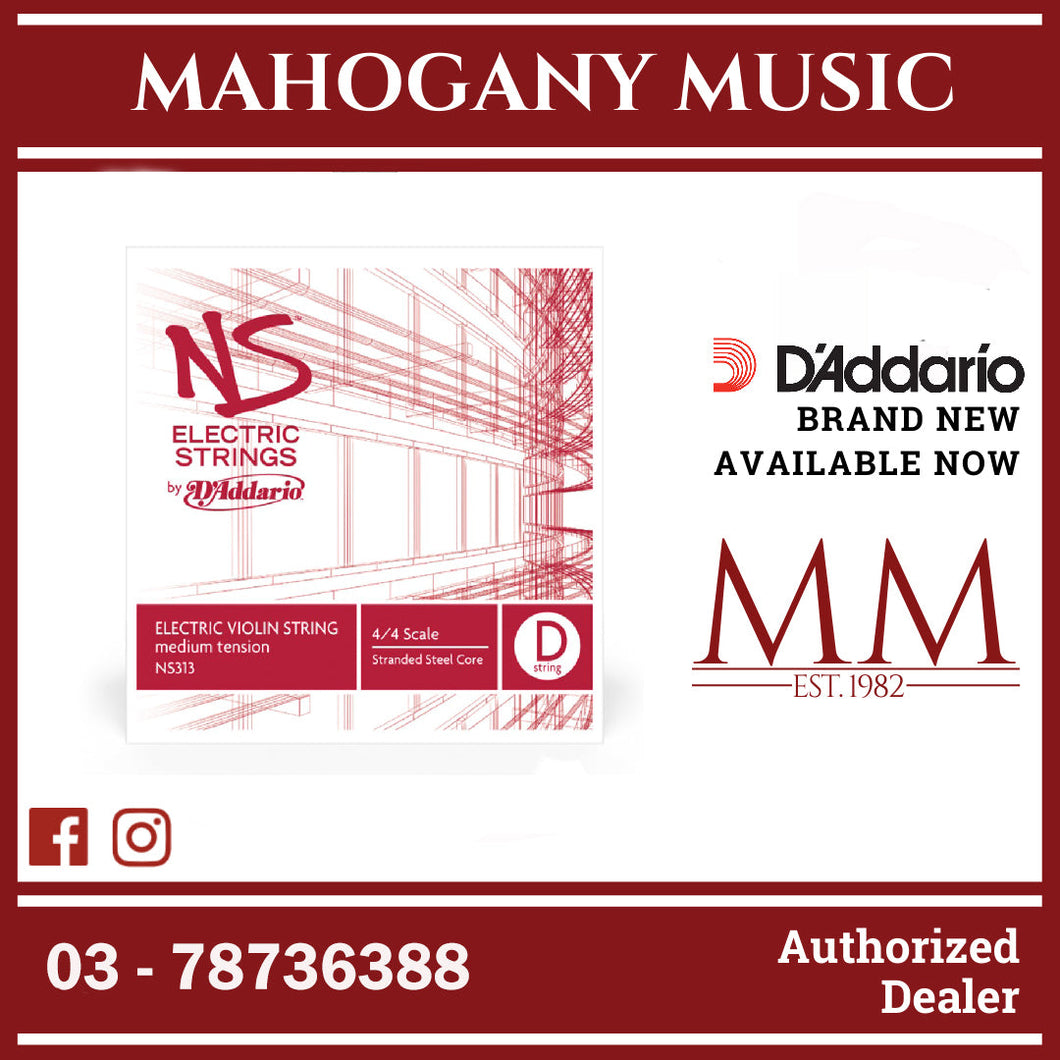D'Addario NS313 NS Electric Violin Single D String, 4/4 Scale, Medium Tension