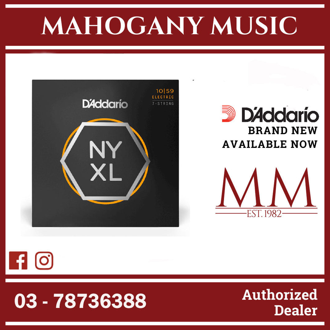 D'Addario NYXL1059 NYXL Nickel Wound 7-String Electric Guitar Strings, Regular Light, 10-59 Gauge