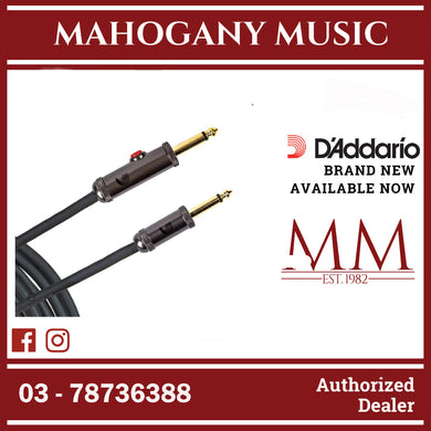 D'Addario PW-AGL-10 Circuit Breaker Straight to Straight Instrument Cable with Latching Switch – 10ft
