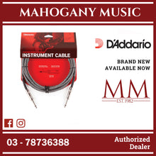 D’Addario PW-BG-15BG Custom Series Braided Instrument Cables, Black/Grey, 15 ft