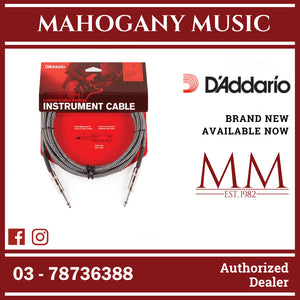 D’Addario PW-BG-15BG Custom Series Braided Instrument Cables, Black/Grey, 15 ft