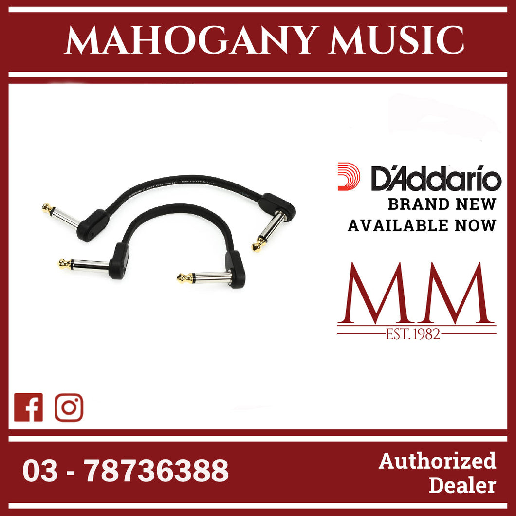D'Addario PW-FPRR-202 Custom Series Flat Patch Cables, Matching Right-Angle, 2 inches