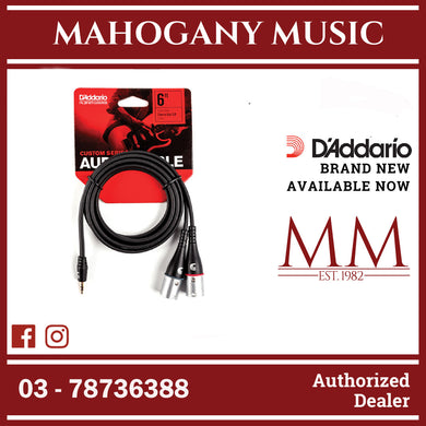 D'Addario PW-MPXLR-06 Custom Series 1/8 Inch To Dual XLR Audio Cable, 6ft.