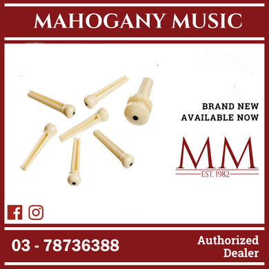 D'Addario PWPS12 Plastic Bridge Pins, Ivory with Ebony Dot