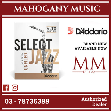 D’Addario RRS10ASX2S Select Jazz Unfiled Alto Saxophone Reeds, Strength 2.0 Soft, 10-Pack