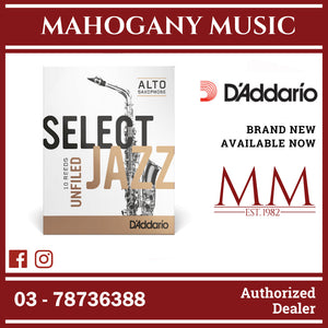 D’Addario RRS10ASX2S Select Jazz Unfiled Alto Saxophone Reeds, Strength 2.0 Soft, 10-Pack
