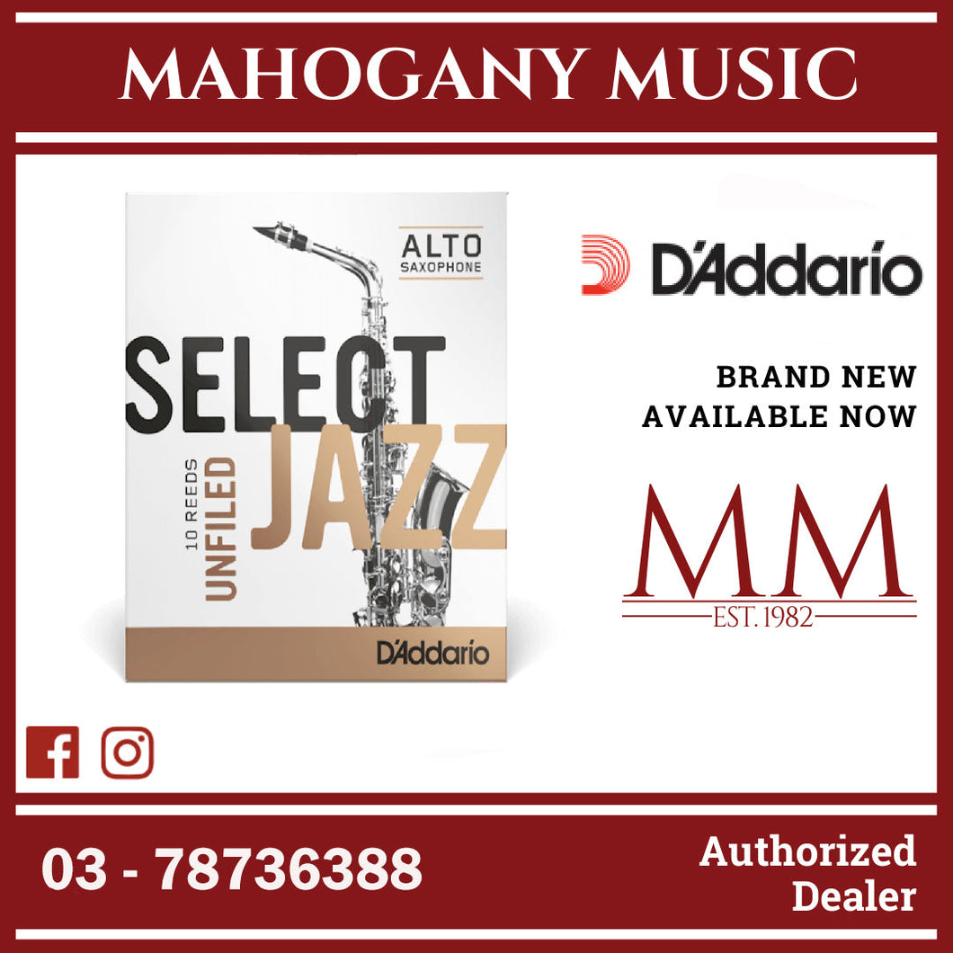 D’Addario RRS10ASX2S Select Jazz Unfiled Alto Saxophone Reeds, Strength 2.0 Soft, 10-Pack