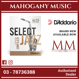 D’Addario RRS10ASX3M Select Jazz Unfiled Alto Saxophone Reeds, Strength 3.0 Medium, 10-Pack